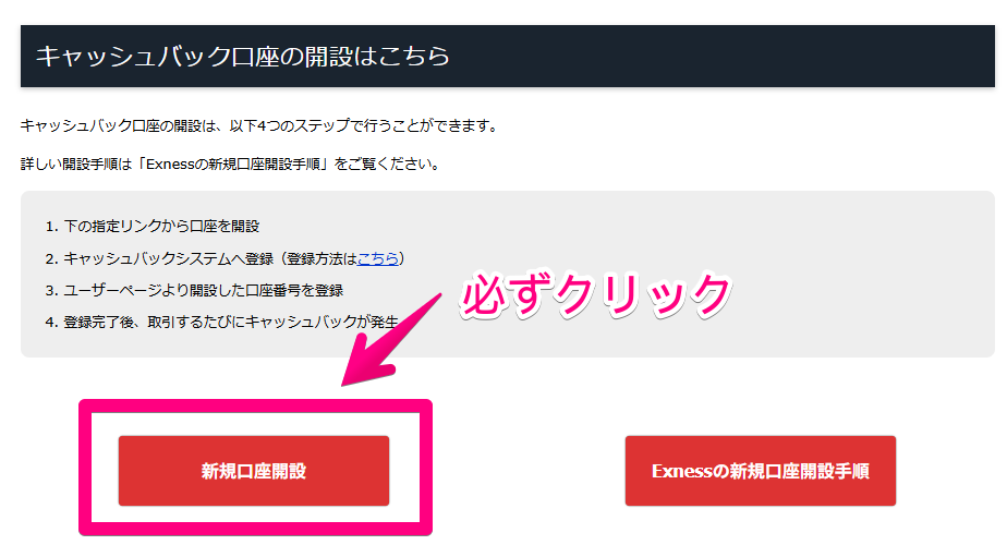 ただし、必ず記事内の「新規口座開設」ボタンをクリックしてから進めてくださいね。